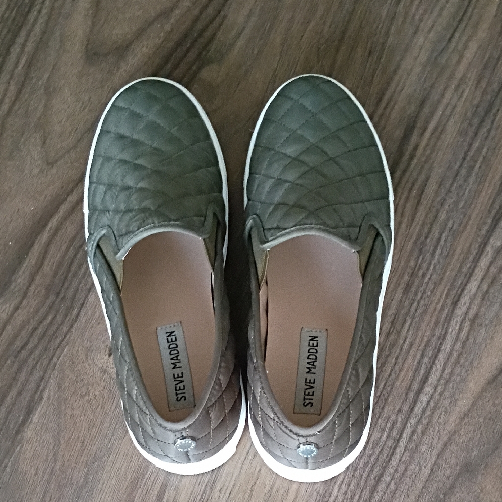 Steve Madden Olive Quilted Slip-Ons